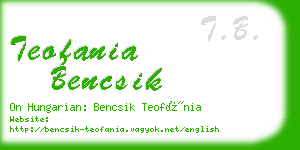 teofania bencsik business card
